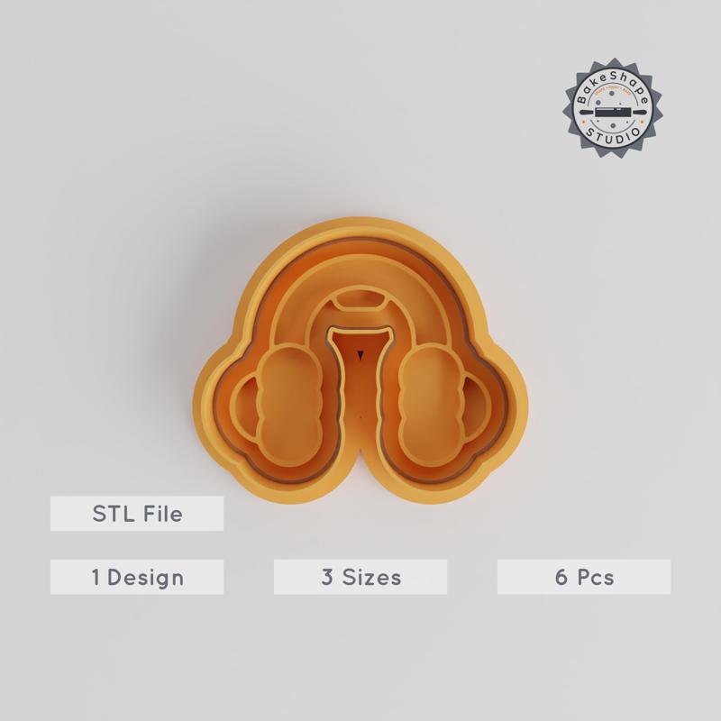 Earmuffs Shape Cutter & Stamp Set, 6 Pieces, Perfect for Cookies & Fondant, Includes S/M/L Sizes