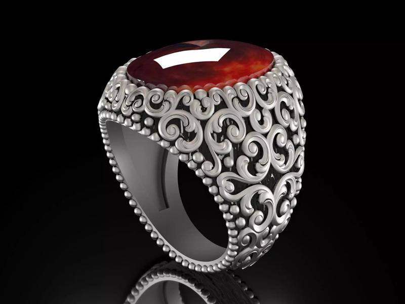 mens ring new very special oxidized embossed mens ring