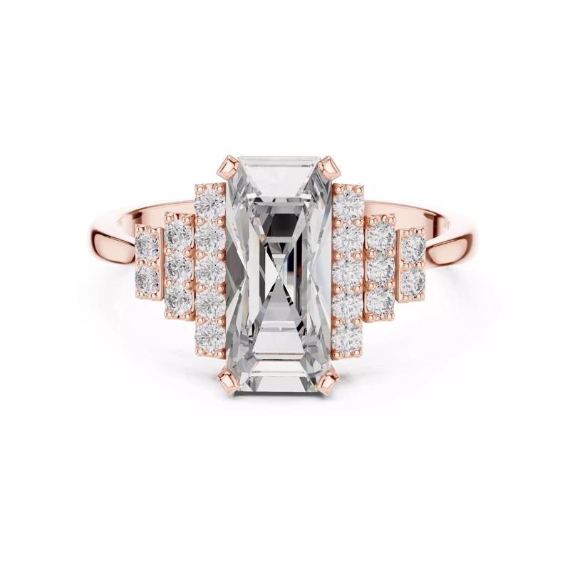 Emerald And Round Diamond Engagement Ring 3DM STL Video