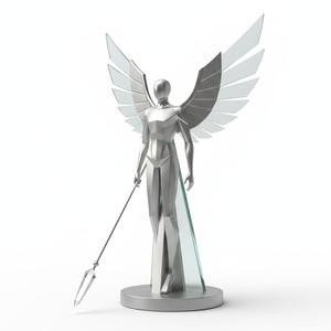 Contemporary Celestial Guardian Statue - Modern Winged Figure 3D Print STL for Elegant Home Decor