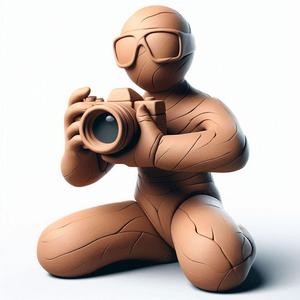 Clay Man with Camera 3D Print Showpiece – Artistic Figurine