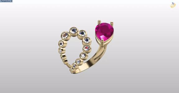 modern pear ring and bezel setting