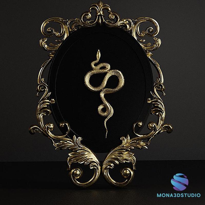 Baroque Ornamental Frame with Snake - Home Decor (20cm / 40cm) - Commercial License