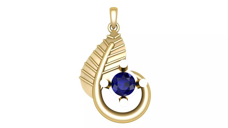 LEAF AND BLUE SAPPHIRE PENDANT 3D PRINTABLE MODEL