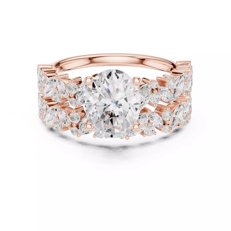 Oval Cut Wedding Ring Set Marquise Round Band 3DM STL Video