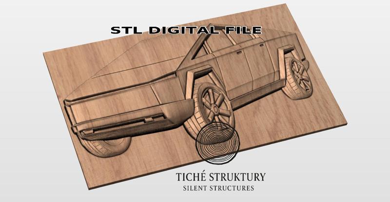 Tesla Cybertruck – Futuristic Pickup Bas Relief – 3D STL Model