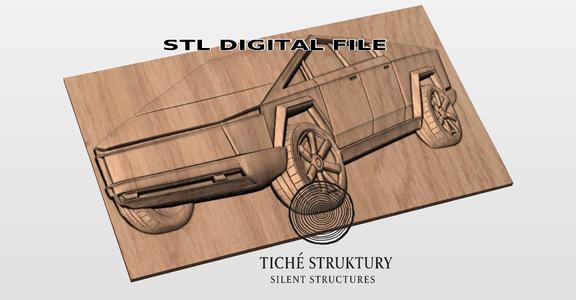 Tesla Cybertruck – Futuristic Pickup Bas Relief – 3D STL Model