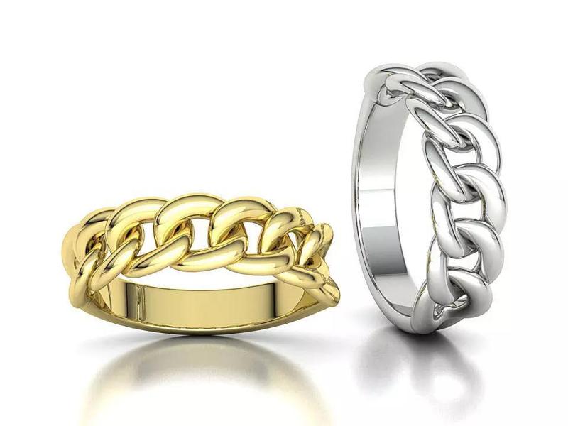 NEW CUBAN RING CHAIN LINKS RING 7mm Wide Band