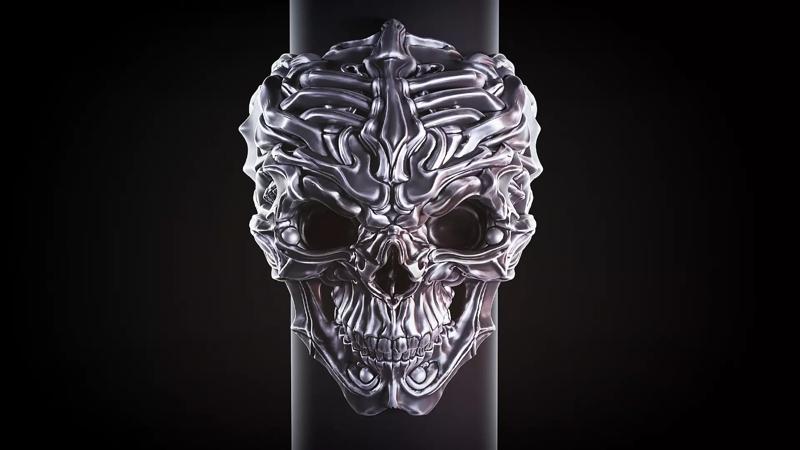 Necrogothic Skull Biker Ring