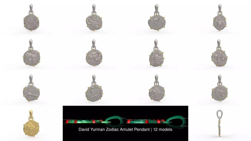 David Yurman Zodiac Amulet Pendant 3D Model Collection