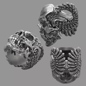 Skull ring with wings 3d model for 3d printing 3D print model