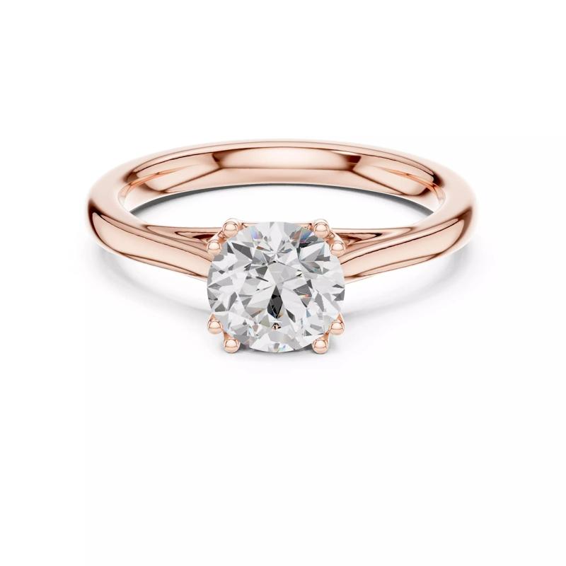 Solitaire 1CT Round Cut Diamond Crossover Set Prong Ring