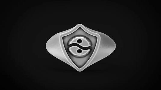 Shield signet men ring
