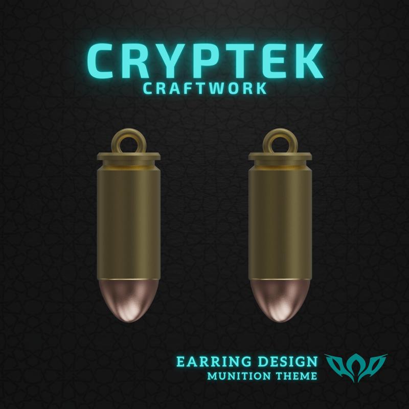 03. .40 S&W - Smith & Wesson - Balanced Power: .40 S&W Ammo Earring 3D Print File - Military Ammunition Necklace - Handgun Ammunition