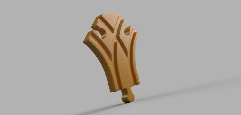 Y-joint for extension of wooden train tracks.