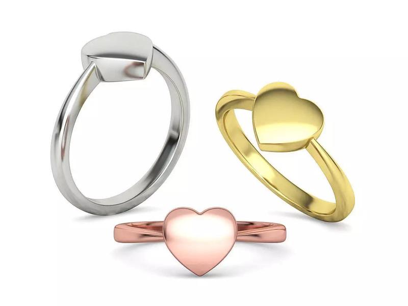 Small Heart Flat Ring Tiny Heart Band 3D print model