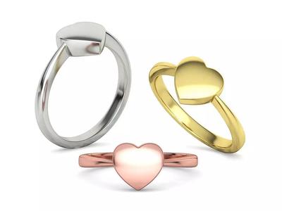 Small Heart Flat Ring Tiny Heart Band 3D print model
