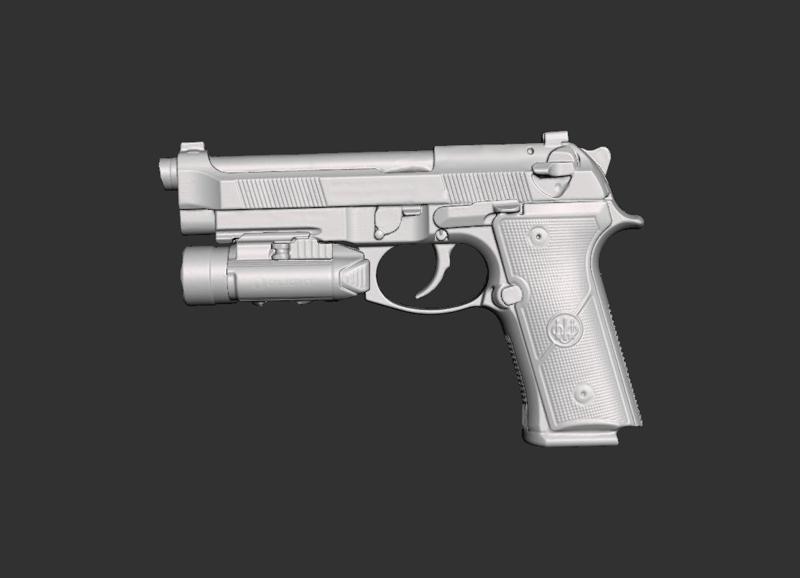 Beretta M9A4 Olight PL Pro Valkyrie Real Size 3d Scan Gun Mold