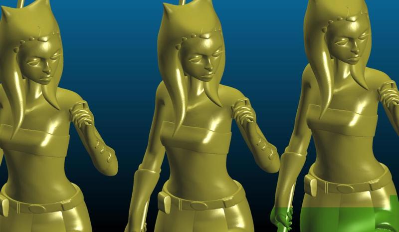 Ahsoka Tano in a Jedi pose - Remix - smoothed and hollowed for SLA, scale 6 inch