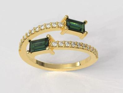 Baguete Gemstone Ring
