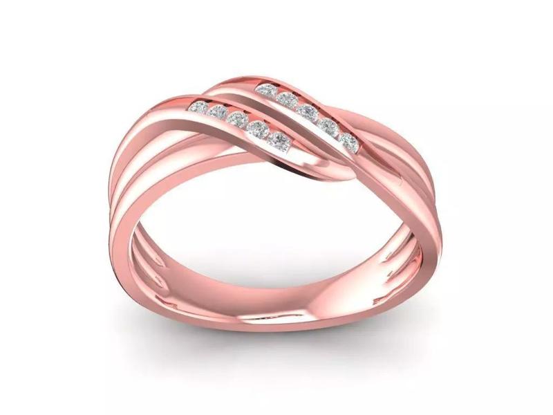 Modern Crossover Diamond Rose Gold Ring for Women 858
