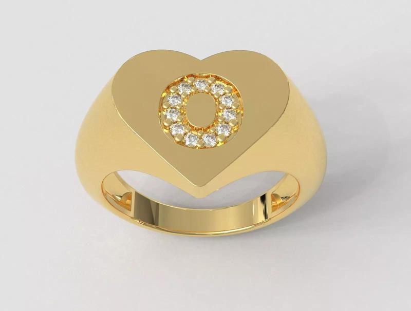 Heart Letter Ring - O