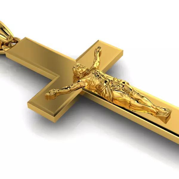 Crucifix Charm Pendant Engravable with Jesus  in Holy Cross