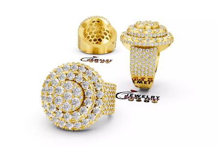 Custom  Big Pointer  Simulated Diamond Round Cut Men Pinky Ring