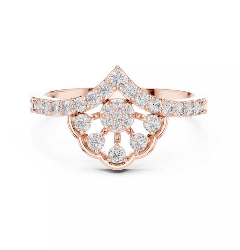 Chevron Curve Round Cut Engagement Wedding Ring 3DM STL Video