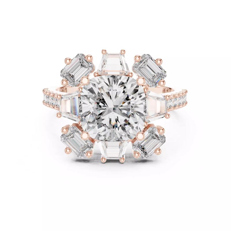 Cushion Emerald Trapezoid Diamond Wedding Ring 3DM STL Video