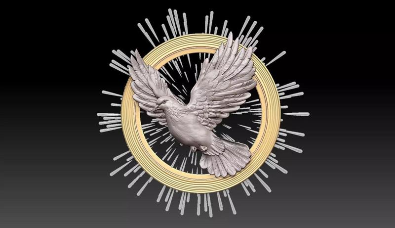 dove pigeon bas relief