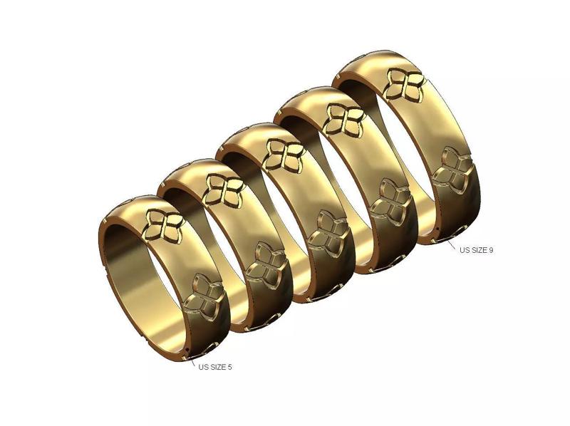 Clover engraving fashion band US size 5to9