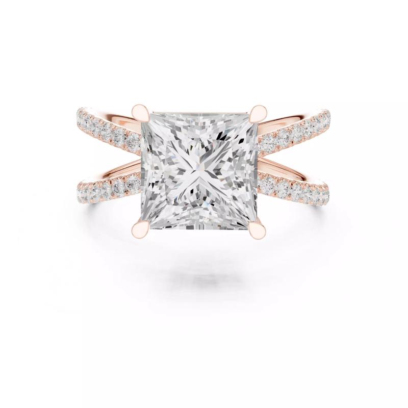 Crossover Princess Cut Diamond Engagement Wedding Ring FileVideo