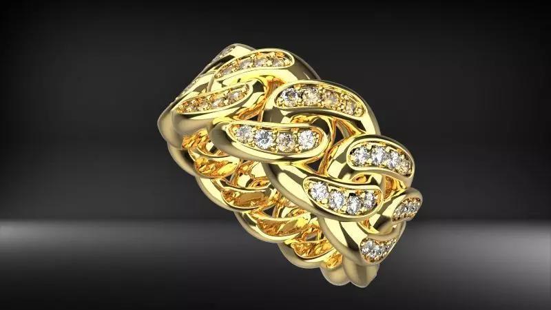 DIAMOND Cuban Link Chain Ring Stackable Ring