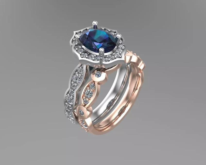 Diamond oval matching rings  NN058