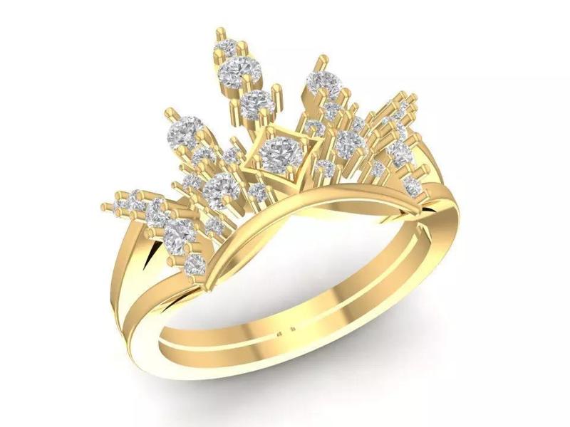 Crown Diamond Ring 3D Model for Resin Printing 720