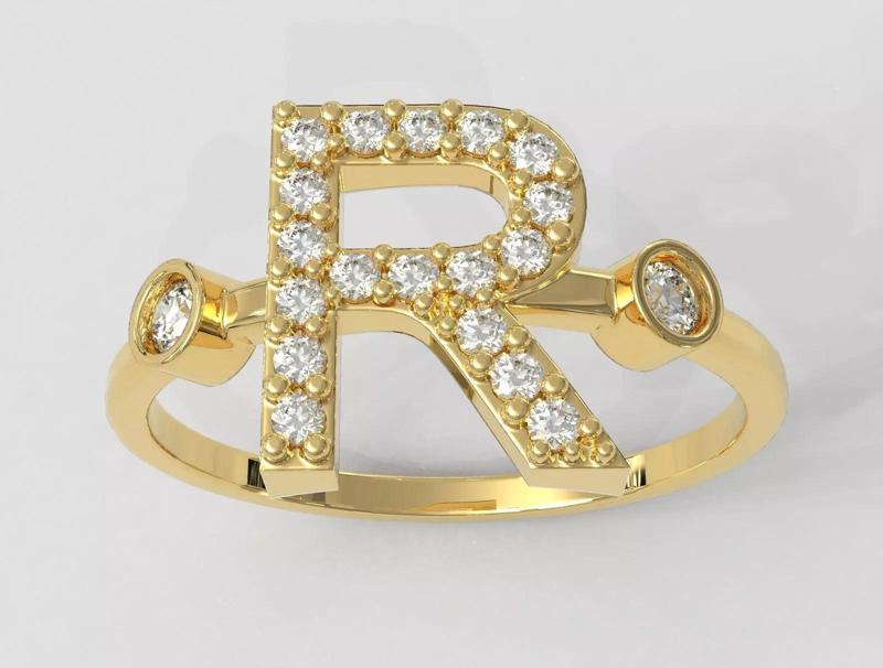 Diamond Letter Ring - R