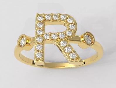 Diamond Letter Ring - R