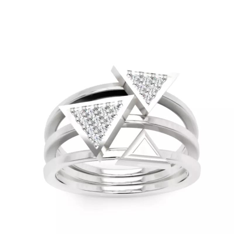 Geometric Triangle Diamond Ring  3D Printable Jewelry Model