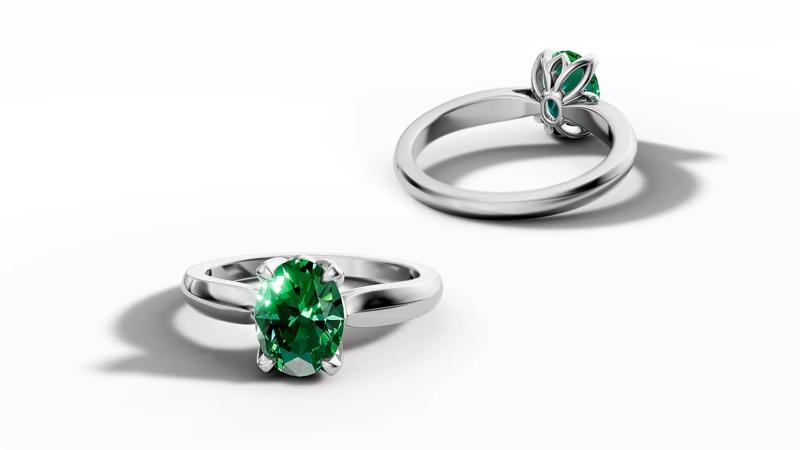 8x6 Oval Solitaire Engagement Ring 1ct Oval Stone 3dmodel