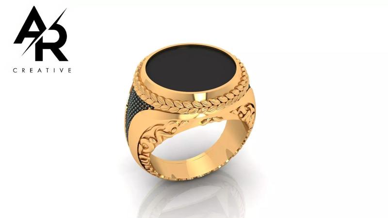 A Beautiful  Men Black Stone Ring silver