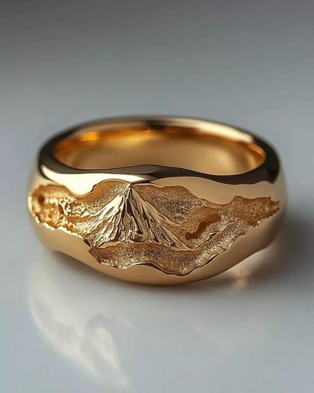 3D Mountain Ring STL Model for Nature Lovers Outdoor Gifts