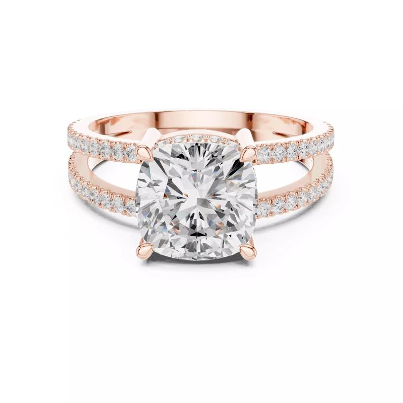 3CT Cushion Cut Split Shank Pave  Wedding Ring 3DM STL Video