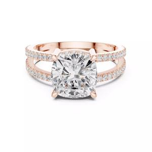 3CT Cushion Cut Split Shank Pave  Wedding Ring 3DM STL Video