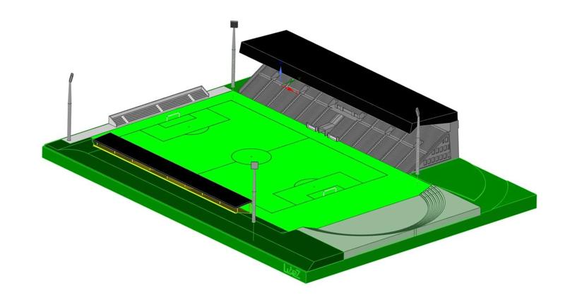 The stadium of the Polish GKS Katowice club on a scale of 1: 800