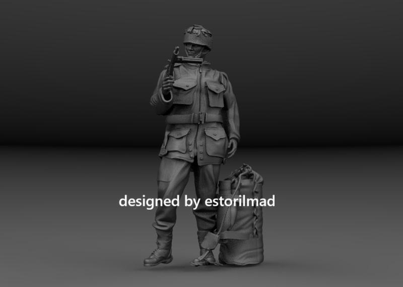WW2 BRITISH PARATROOPER WITH RED DEVIL MARKET GARDEN BAG
