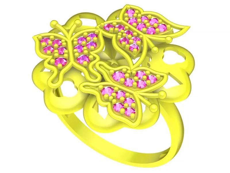 6293 Art Three Butterfly Diamond Women Ring