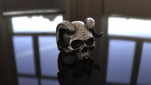 Alexander the Horned Skull Ring Stl 3D Model Silver Casting 3D
