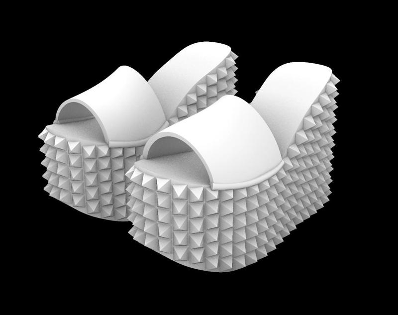 Studded platform sandals digital file, size 7, gothic shoes stl, spikes, punk, high heels