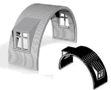 Nissen Hut module Mid section with window on both sides 1/87 scale